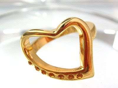 Stunning Citrine CZ Heart GOld plated ring