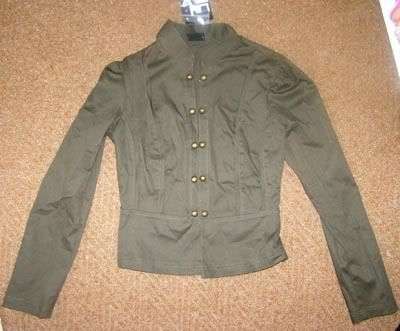 Khaki military style jacket with round copper buttons. BRAND NEW!