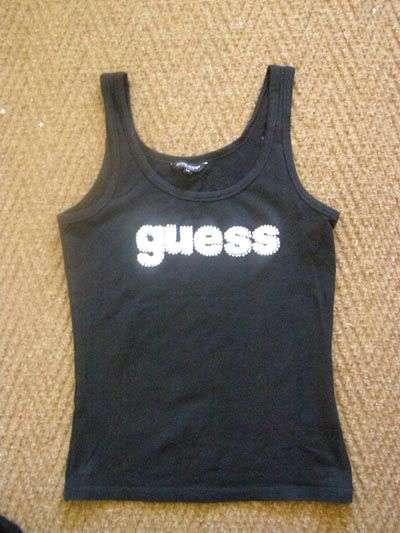 Black GUESS tank top with diamante