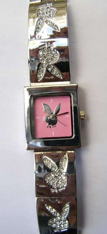 Very pretty crystal diamante PLAYBOY watch - pink