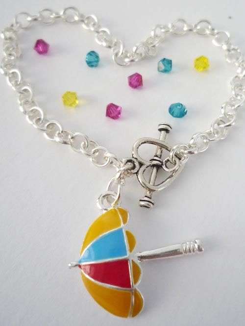 Stunning Silver Beach Themed Charm Bracelet with Tibetan Silver Heart Toggle Clasp