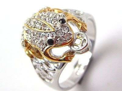 WOW!! Agate CZ Frog Ring 18KGP White Gold