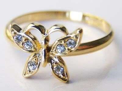 STUNNING 18 kgp STAMPED butterfly CZ ring