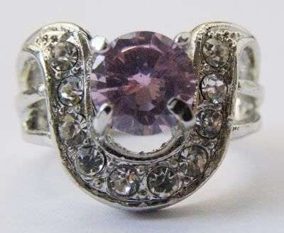 Stunning light pink CZ 18k white gold ring