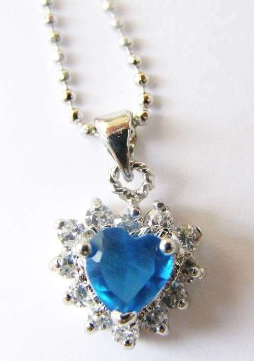 18K White Gold Plated Designer Necklace Aquamarine