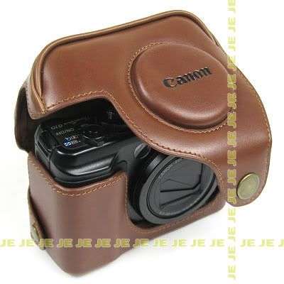 T623 Digital Camera CANON Brown Leather Case Bag for PowerShot G10 G11 G12 + Strap