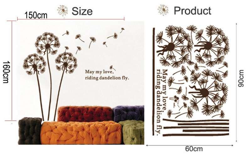 JM7104 Dandelion Flower 63" Tall home art Wall Stickers Decorative Decor Decal Removable vinyl 1pcs