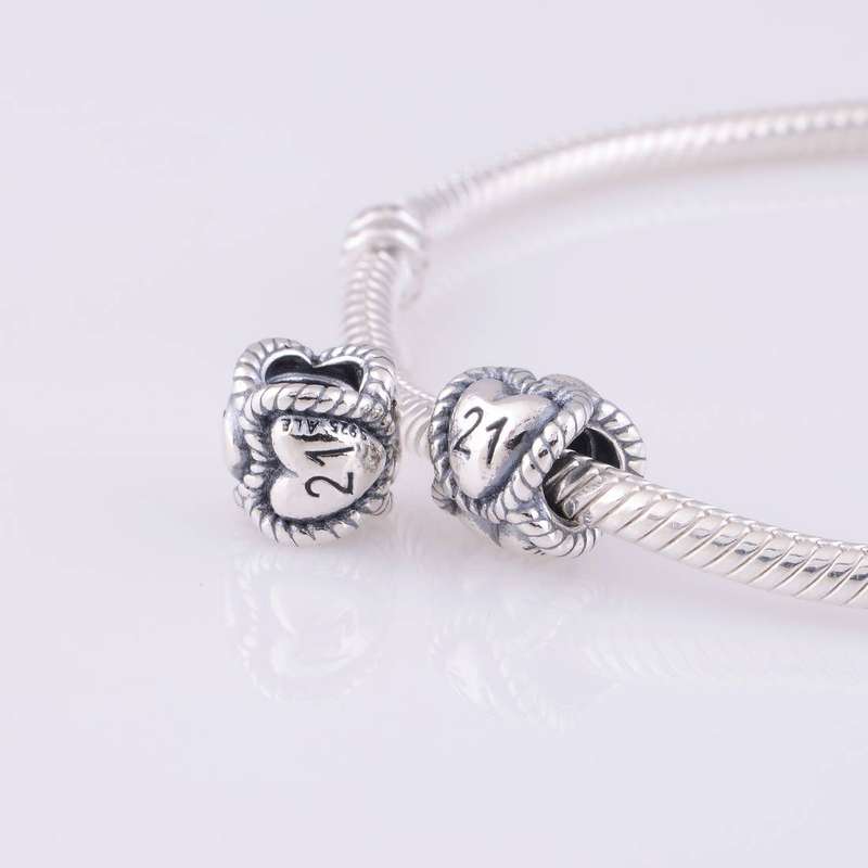 Authentic 925 ALE Sterling Silver 21 Birthday Milestone Bead Fits European Pandora Jewelry Charm Bracelets