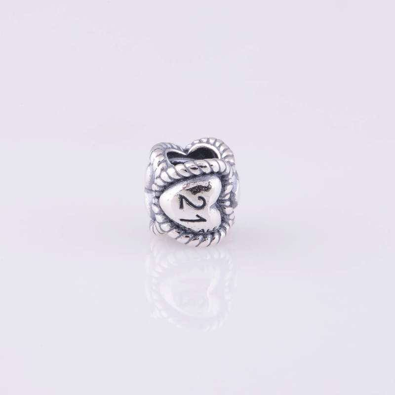Authentic 925 ALE Sterling Silver 21 Birthday Milestone Bead Fits European Pandora Jewelry Charm Bracelets