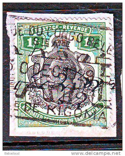 TANGANYIKA George V 1/= fiscally used, (BANQU ) DU CONGO BELGE, KIGOMA, 1929