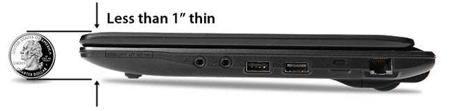 The Aspire TimelineX 1830 measures just over 1 inch thin