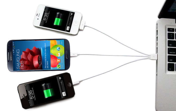 4-in-1 Charge and Sync (Apple devices, Galaxy Tab, Micro USB) - White