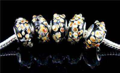 5pcs Silver Muran Glass Beads charm Fit Pandora