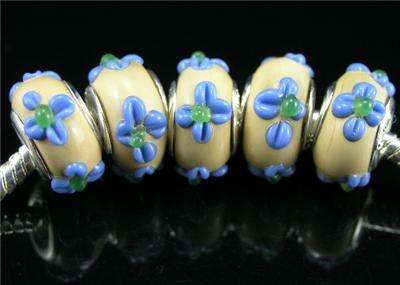 5pcs Silver Muran Glass Beads charm Fit Pandora