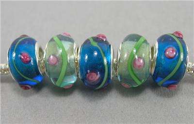 5pcs Silver Muran Glass Beads charm Fit Pandora