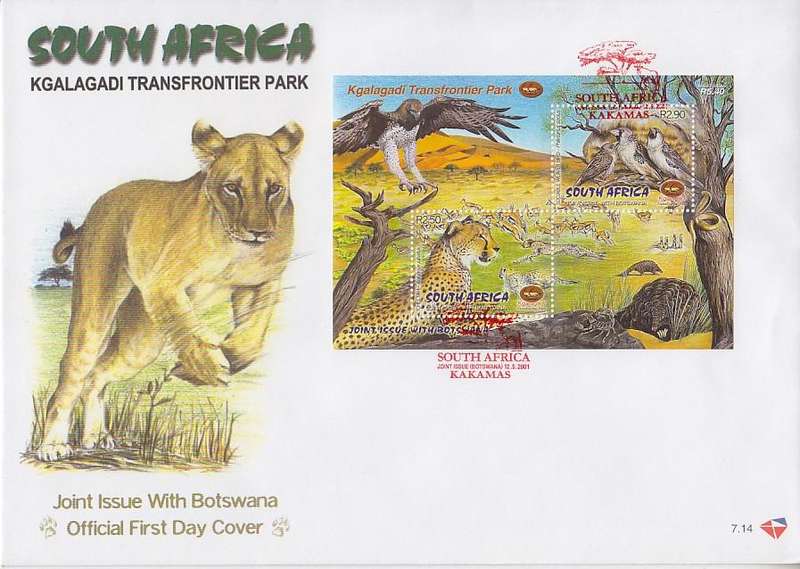 SOUTH AFRICA FDC - 2001 - KGALAGADI TRANS FRONTIER PARK M/S - #7.14