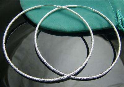 Stunning .925 sterling silver Mat 6,5 cm HOOP EARRINGS