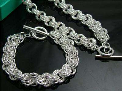 STUNNING.925 STERLING SILVER PLT DOUBLE CIRCLE CHUNKY SET