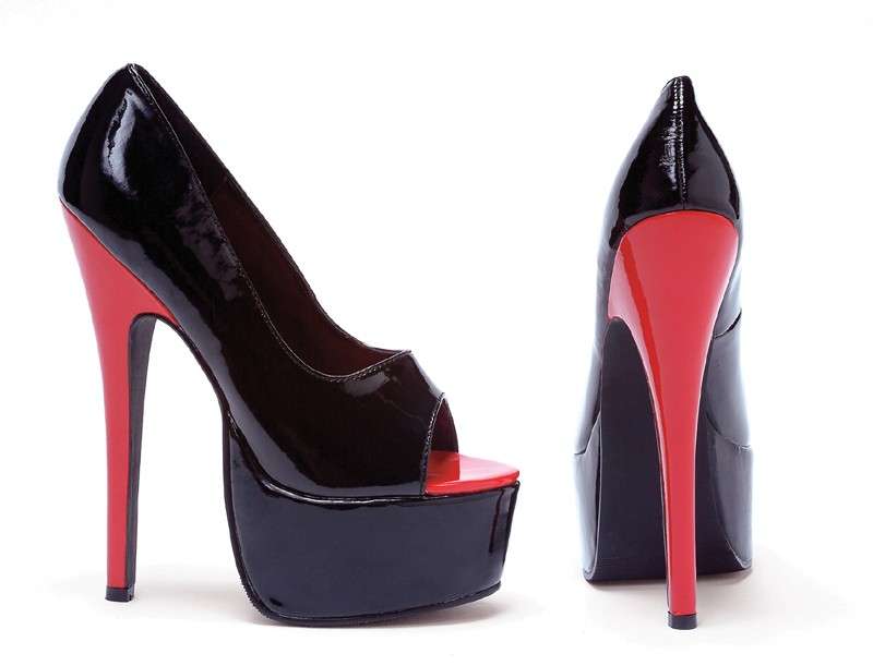 6.5" High Heel Platform Pump Bonnie Black PT Size US12/SA10