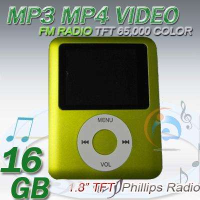 *GREEN* 16GB Slim 1.8"LCD MP3/MP4 Radio FM Player