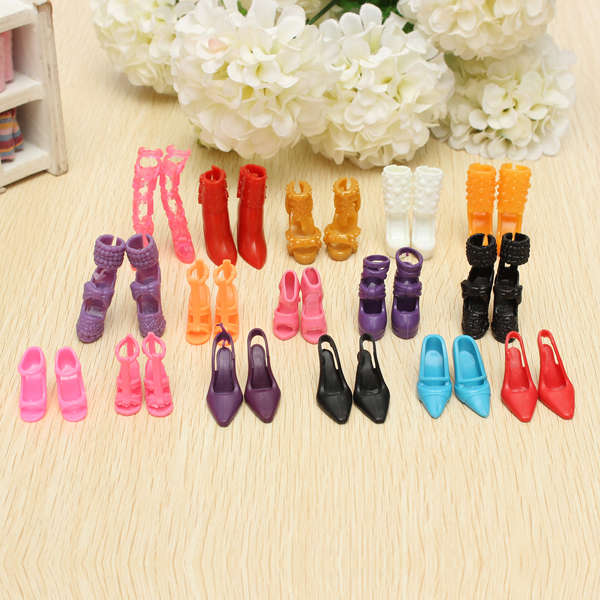 16 Pairs Fashion Dolls Shoes Heels Sandals Set for Barbie Doll