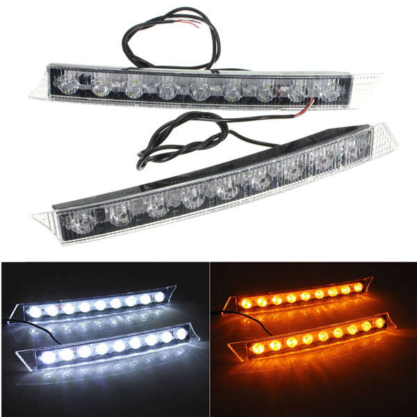 9LED Daytime Running Driving White DRL Turn Signal LED Lights