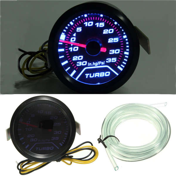 Universal 52mm 2 Inch White Digital LED Turbo Boost Meter Gauge Smoke Face Tint Psi