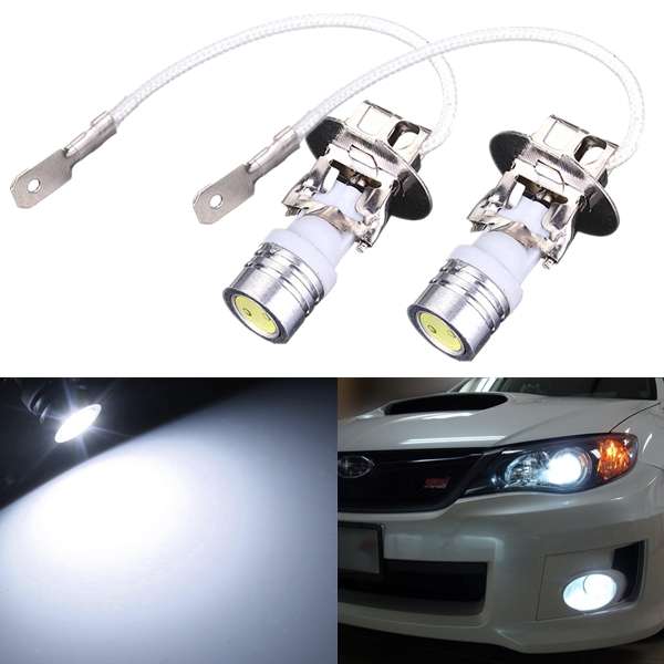 2 x H3 White COB LED Car Headlight Fog DRL Head Light Bulb Lamps