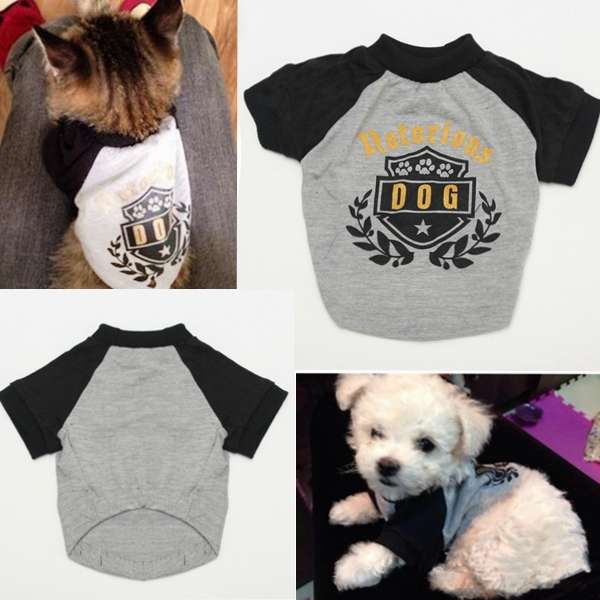 Summer Dog Cat Shirt Puppy Cotton Blend T Shirt Clothes Pet Apparel Costume Grey