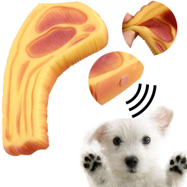 Dog Chew Toy Beef Soft Rubber Chew Training Puppy Cat Sound Toy Grind Teeth Chew Tool