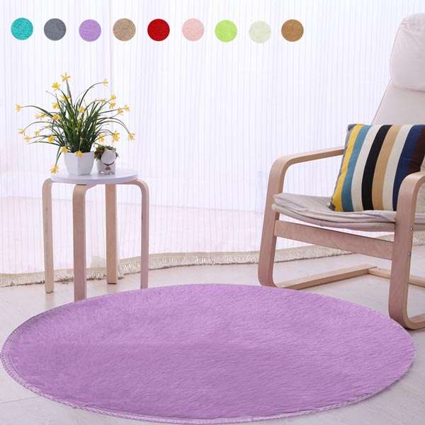 40cm Pure Colour Soft Round Shaggy Mat Home Floor Plush Carpet Bath Rug