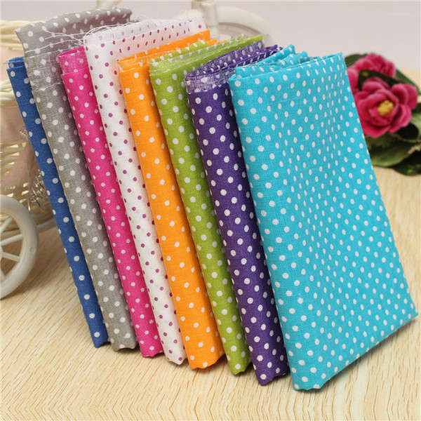 Colorful Dot 8 Assorted Pre Cut Cotton Patchwork Fabric Square Quilting Set