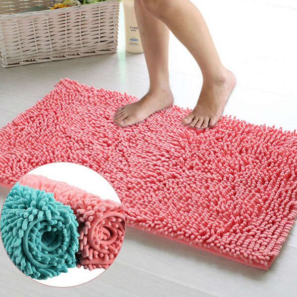 40x60cm Chenille Bathroom Anti Slip Absorbent Carpet Door Mat Shaggy Floor Rug