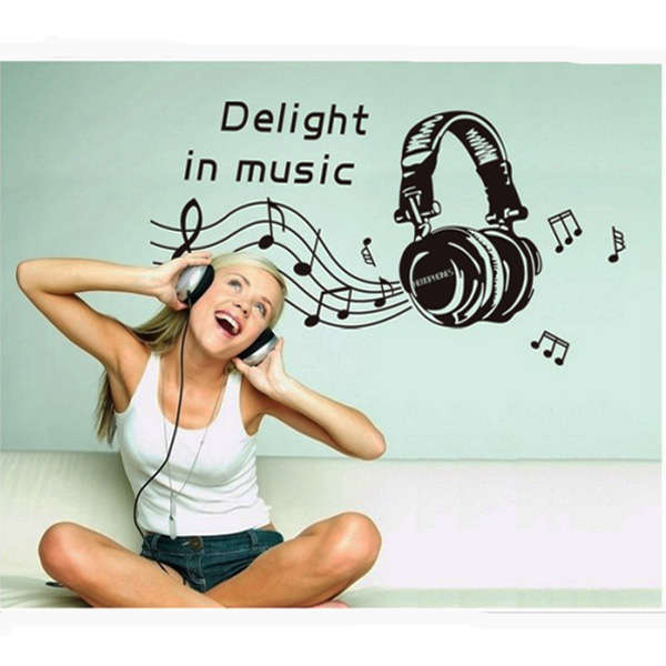 Headphone Musical Note Wall Sticker Creative Decals Home Decor