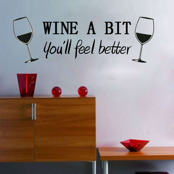 DIY Wine A Bit Wall Sticker Removable Room Kitchen Decor