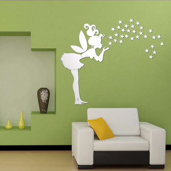 52cm Fairy Wall Stickers Stars Girl Mirror Wall Decal Art Home Decoration