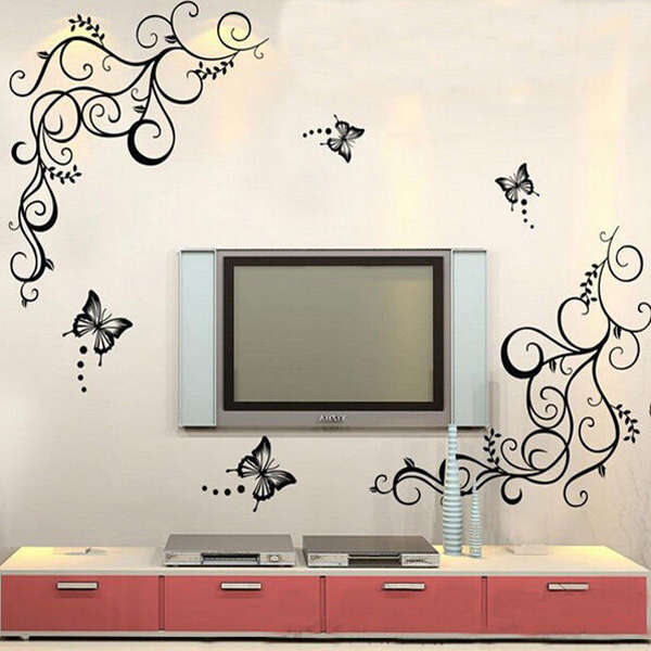 DIY Butterfly Vine Flowers House Decro Room Bedroom Wall Sticker