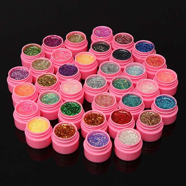 36 Colours Shining Glitter Acrylic UV Gel Builder Polish Set