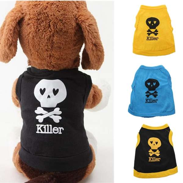 Skull Summer Cool Puppy Small Dog Cat Pet Vest T-Shirt Clothes
