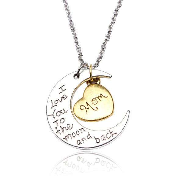 I Love You To The Moon And Back Family Member Engraved Letter Necklace