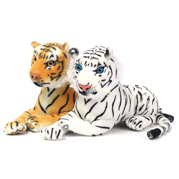 30cm Yellow White Artificial Tiger Animal Soft Cuddly