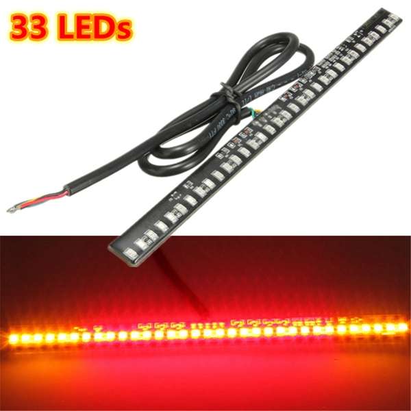 33 LEDs Universal Motorcycle Rear Brake Tail Light Strip Lamp For Honda Suzuki Kawasaki Harley