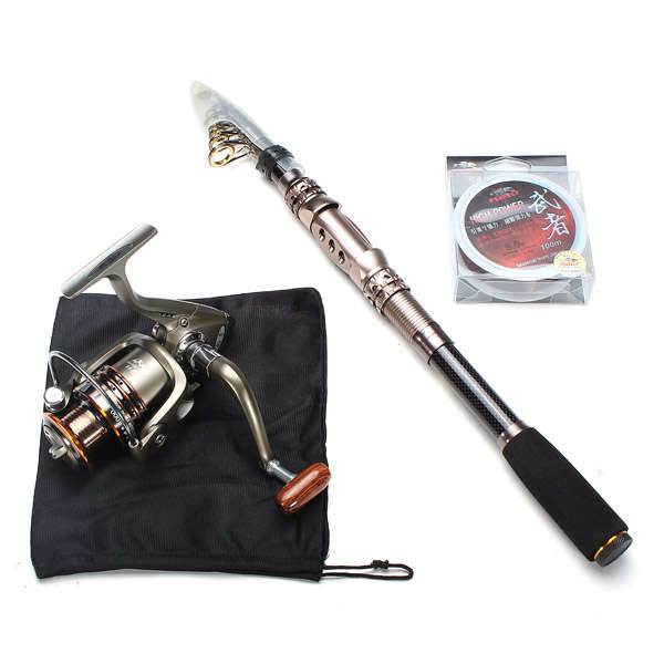 2.4M Carbon Sea Telescopic Fishing Rod Spinning Reel 100M Fishing Line