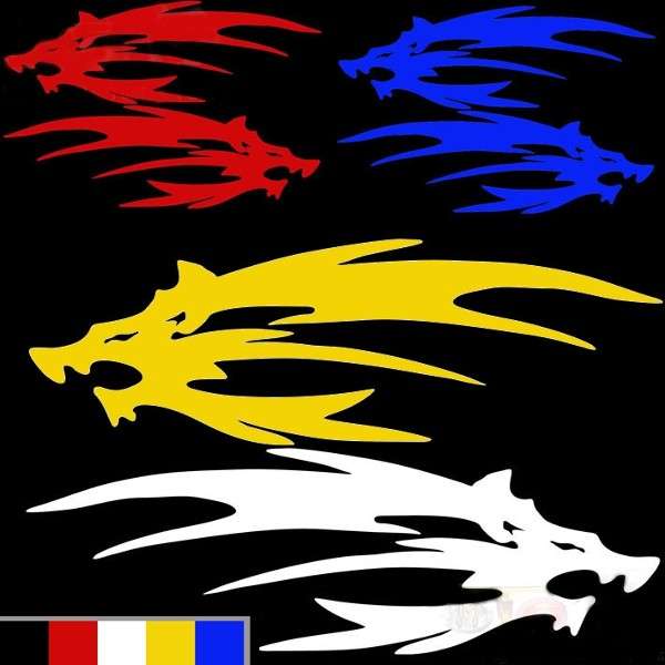 Motorcycle Car Sticker Dragon 11x14cm Fashion Reflective Decals 5 Colors