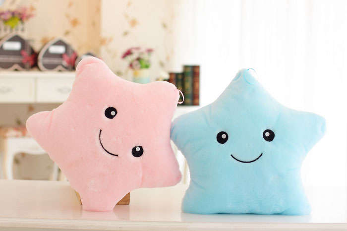 colorful LED star shape throw pillow