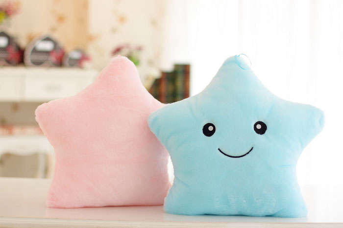 colorful LED star shape throw pillow