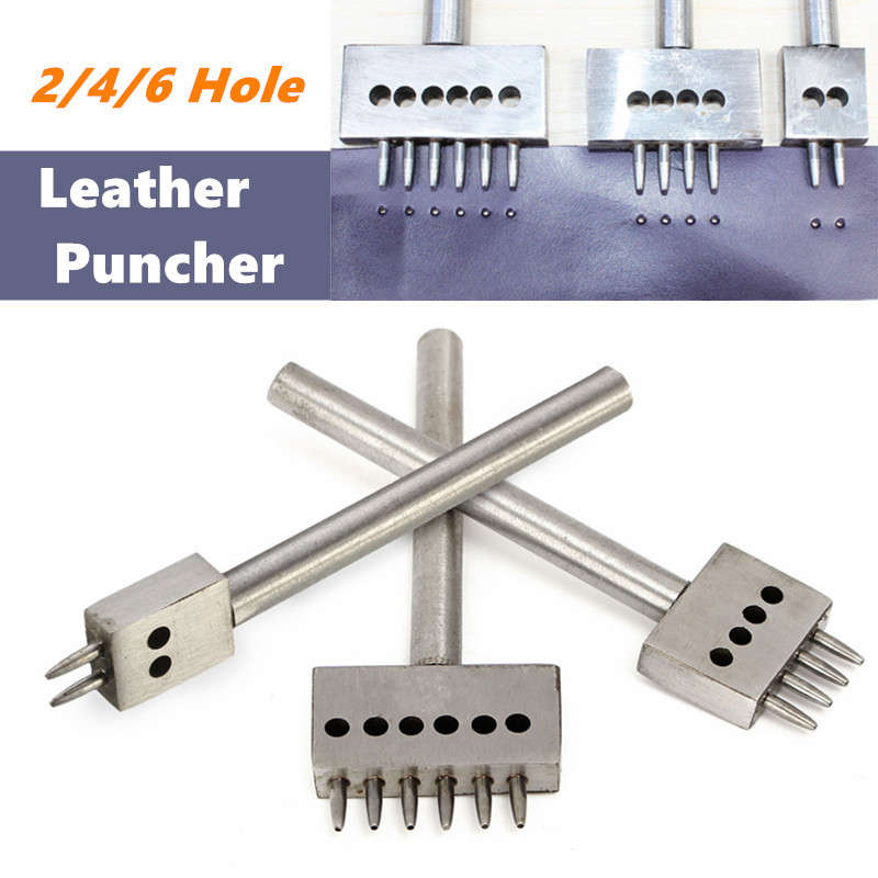 2/4/6 Hole Row Leather Craft Round Hole Punch Cutter Puncher 5mm Spacing