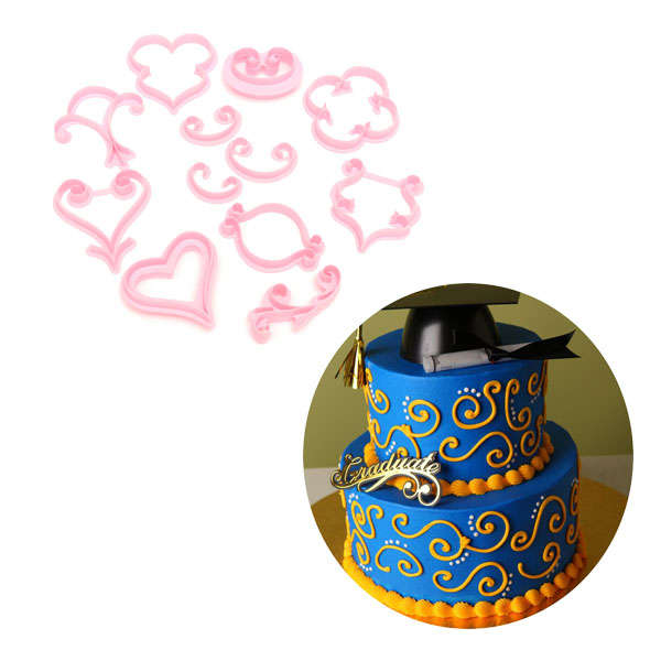 12PCS Plastic Rose Fondant Printing Mold Decorative Pattern Cake Mould Decorating Tool