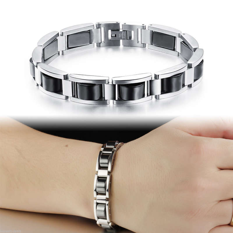 Titanium Pain Relief Therapy Bracelet Hematite Magnetic Energy Bangle Chain