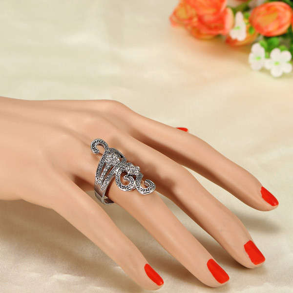 Hollow Finger Ring, Vintage Punk Rhinestone Ring